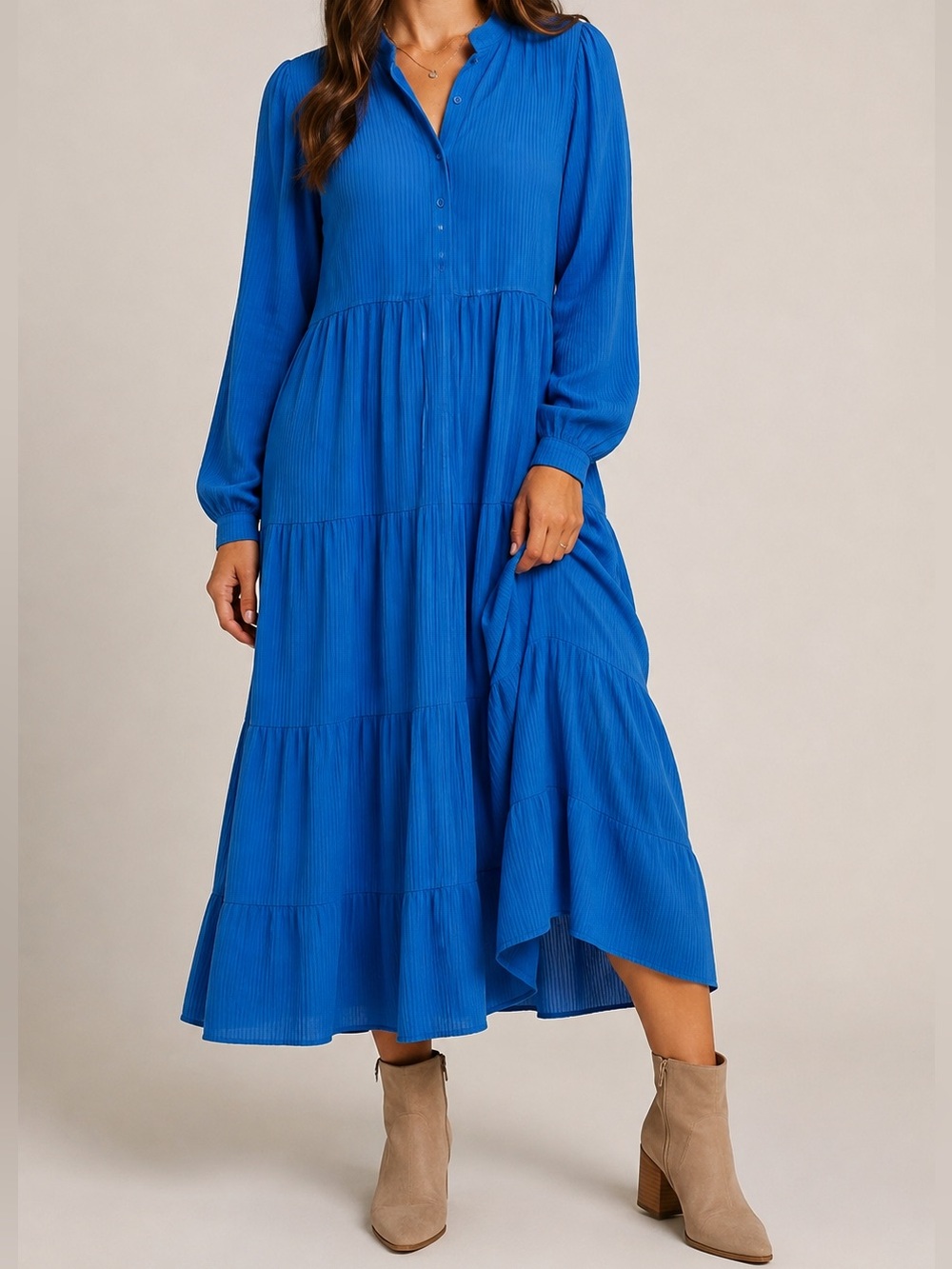 Rue Stiic Avery Oversized Tiered Maxi Dress Medium